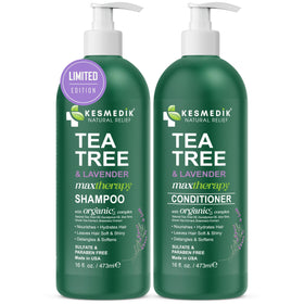 KESMEDIK set styled on bathroom shelf showing daily routine appeal