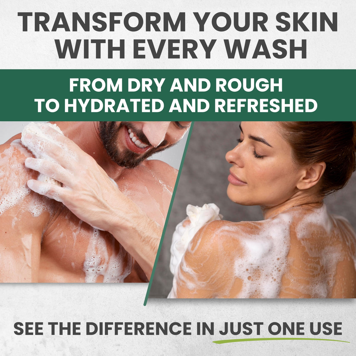 KESMEDIK tea tree body wash texture on palm showcasing gentle lather