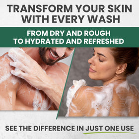 KESMEDIK tea tree body wash texture on palm showcasing gentle lather