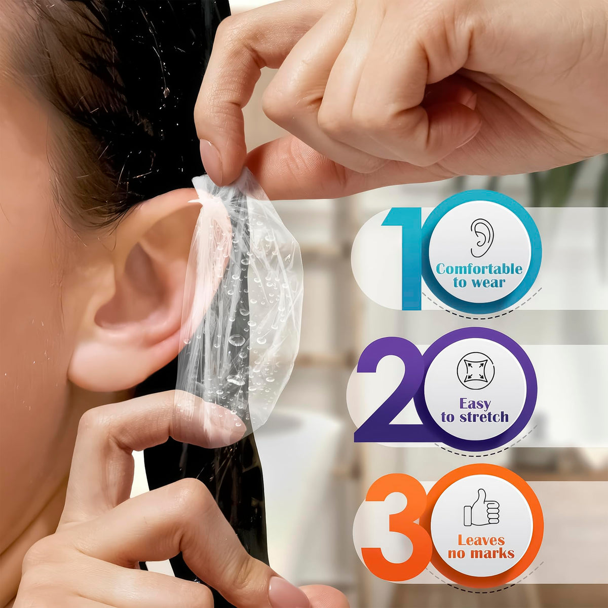 KETAR ear covers in use during shower showing splash protection