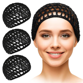 KETAR front packaging of 4 black sleep hair nets showing compact set and convenience