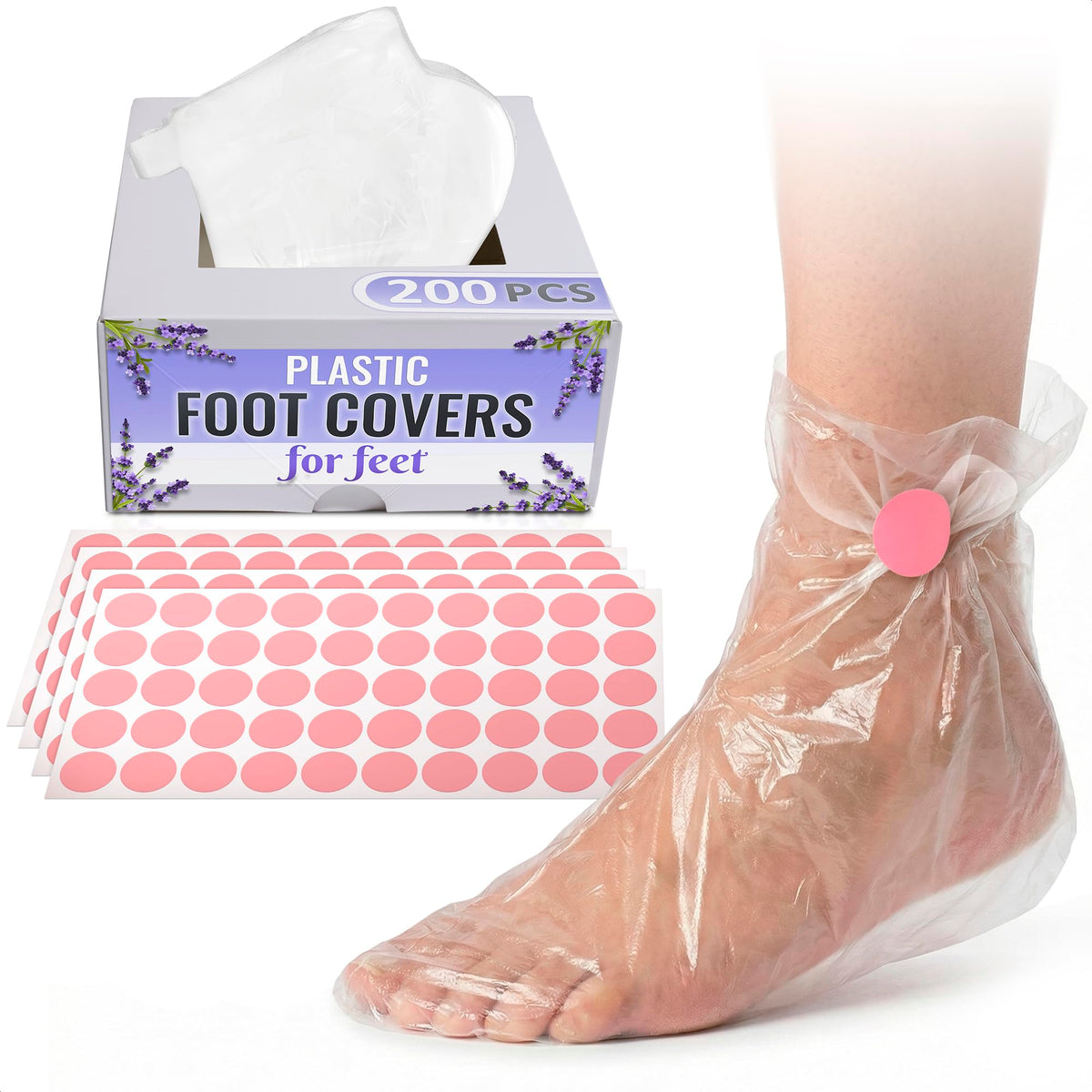 KETAR front packaging showing 200 booties and stickers for easy storage