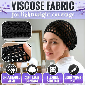 KETAR model wearing hair net to show comfortable fit and frizz protection