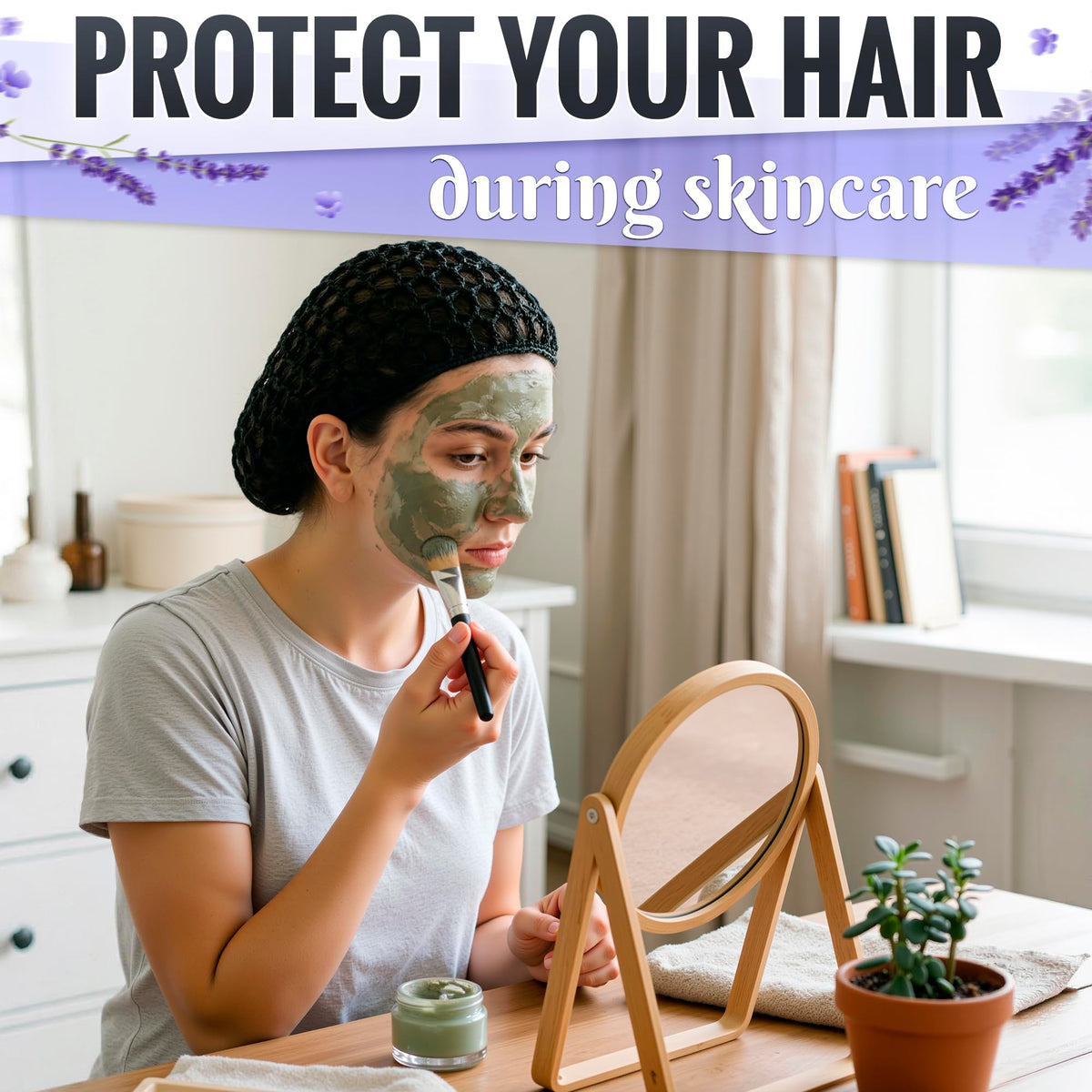 KETAR hair net on nightstand indicating ready-to-use for overnight hair protection
