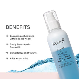 Keune label close-up highlighting keratin and Silsoft technology benefits