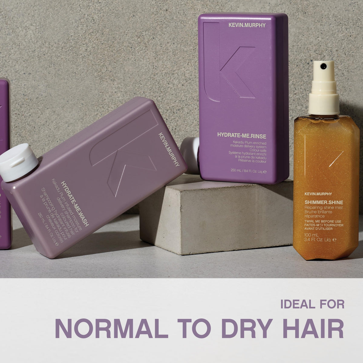 KEVIN.MURPHY 250ml tube beside ruler illustrating compact travel size