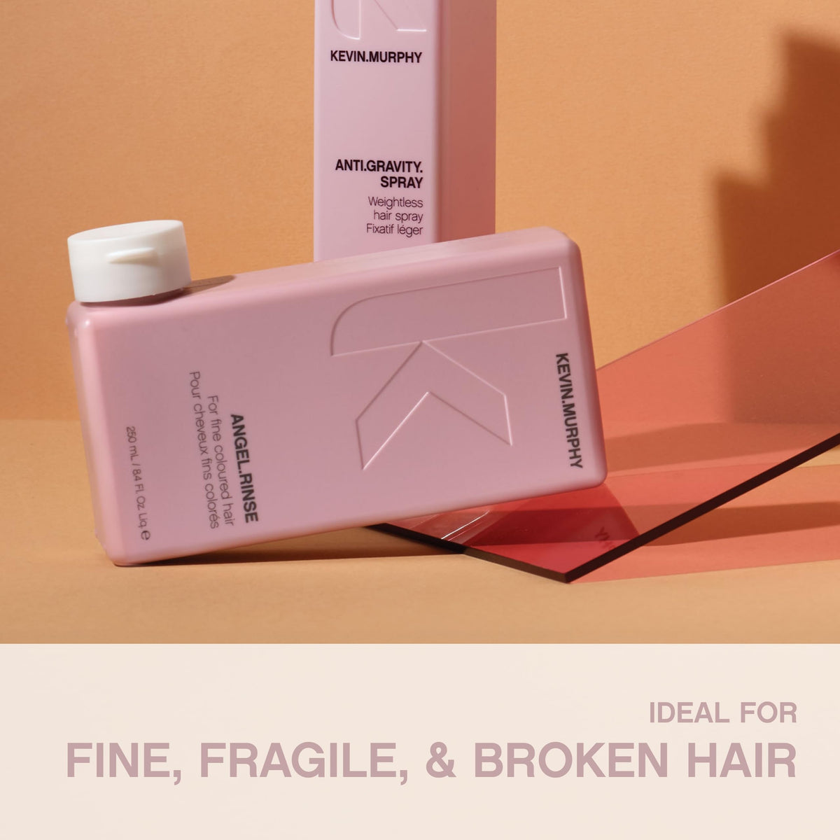 KEVIN.MURPHY bottle on bathroom shelf in neutral decor for salon-style display