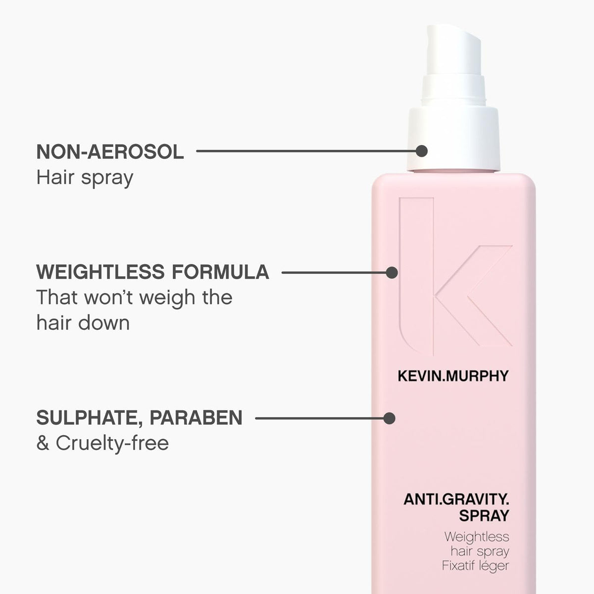 KEVIN.MURPHY stylist applying spray to hair for instant lift and hold