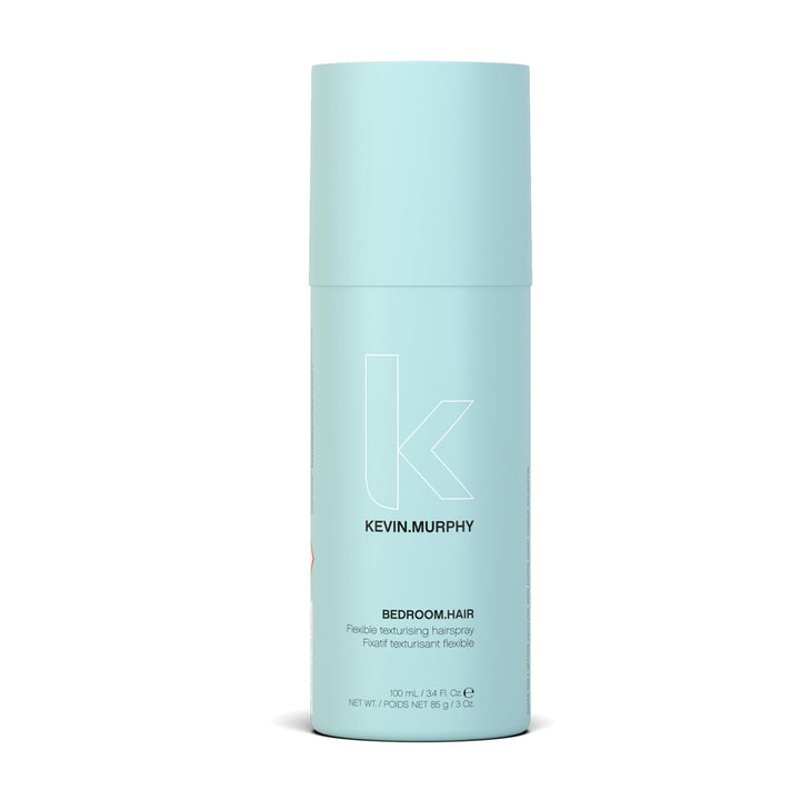 KEVIN.MURPHY BEDROOM.HAIR front bottle view showing sleek packaging and travel size benefit