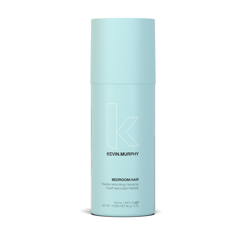 KEVIN.MURPHY BEDROOM.HAIR front bottle view showing sleek packaging and travel size benefit