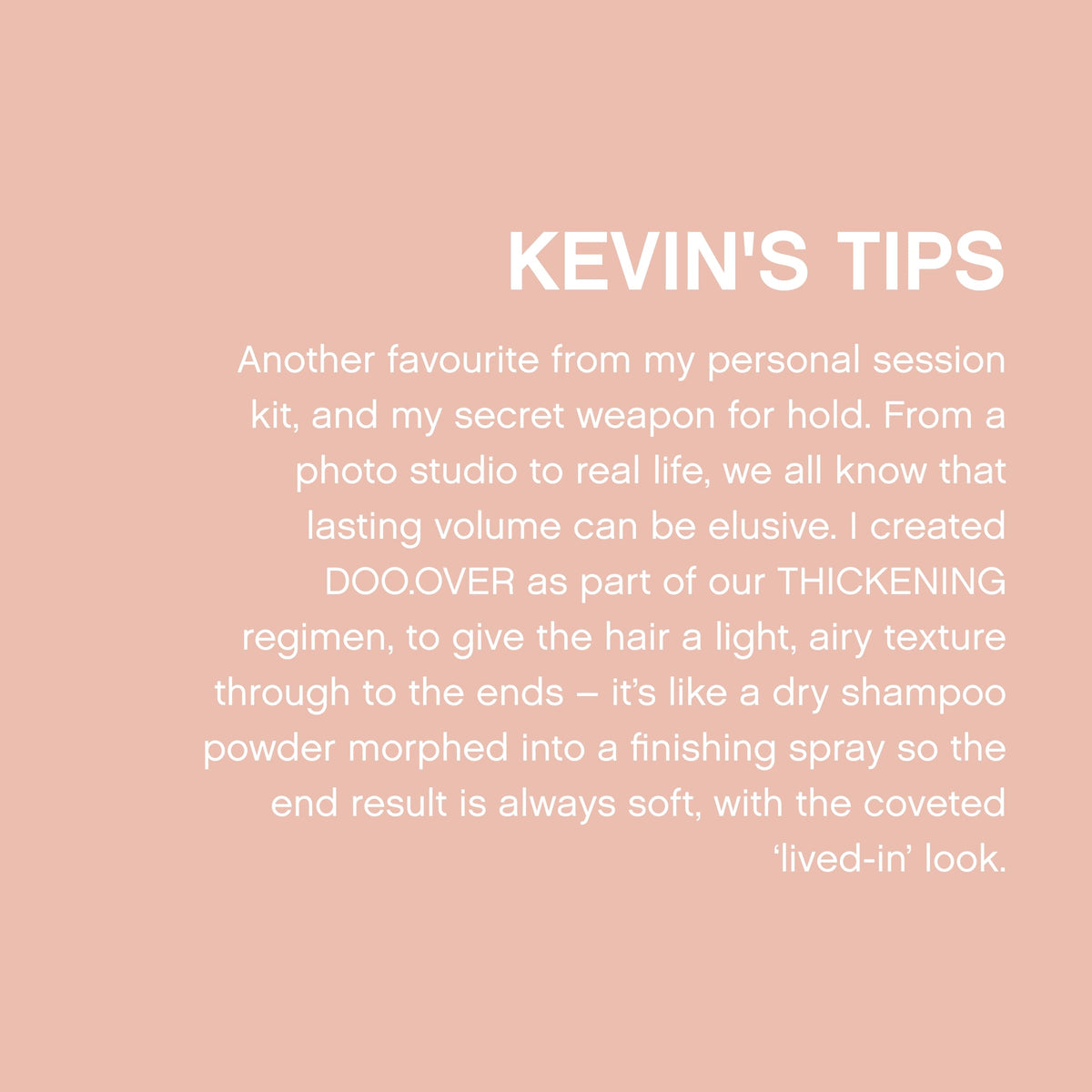 KEVIN.MURPHY size comparison with hand demonstrating travel-friendly 250ml