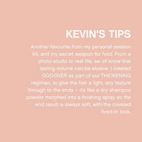 KEVIN.MURPHY size comparison with hand demonstrating travel-friendly 250ml