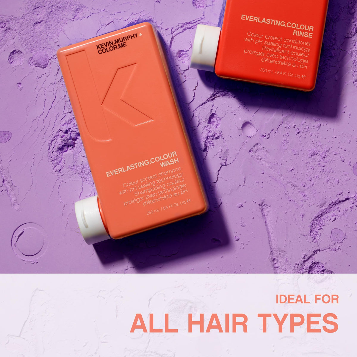 KEVIN.MURPHY 250ml bottle next to common items showing size and portability benefit