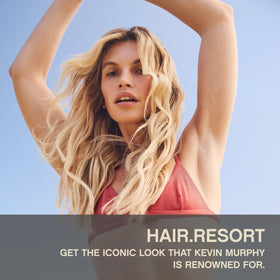 KEVIN.MURPHY HAIR.RESORT lotion texture close-up highlighting lightweight, non-greasy finish for natural hold