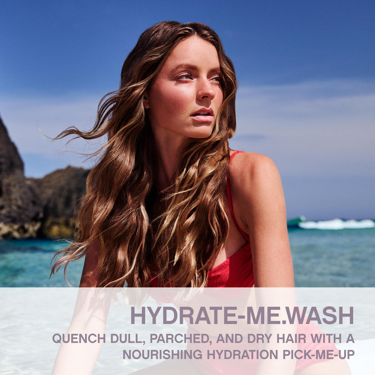 KEVIN.MURPHY label close-up highlighting ingredients and hydrate-me.wash benefits for shine