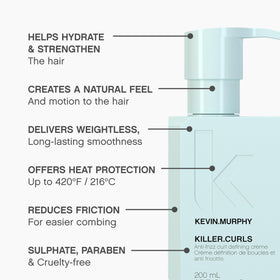 Hand holding KEVIN.MURPHY tube for scale showing travel-friendly size benefit