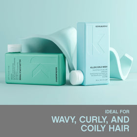 KEVIN.MURPHY 250ml bottle beside a hand for scale and size clarity
