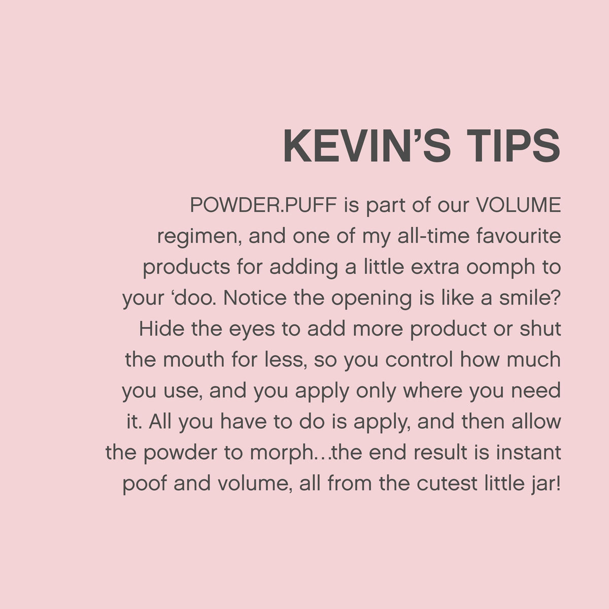 KEVIN.MURPHY label detail with product name and clean formulation benefits