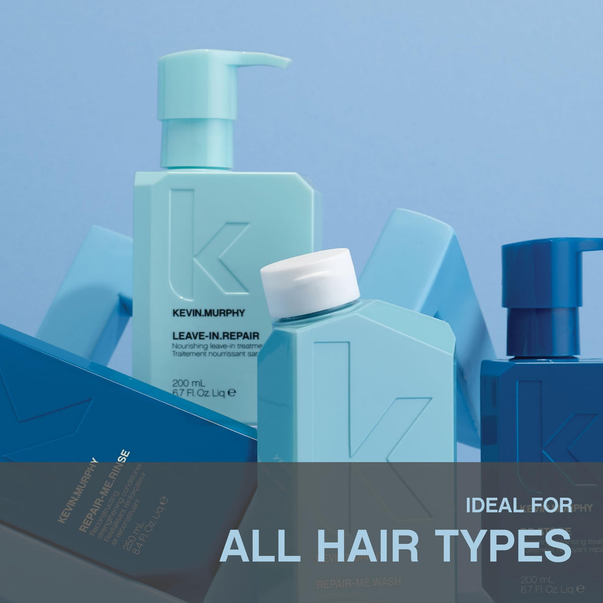KEVIN.MURPHY bottle in hand for size comparison and travel-friendly benefit
