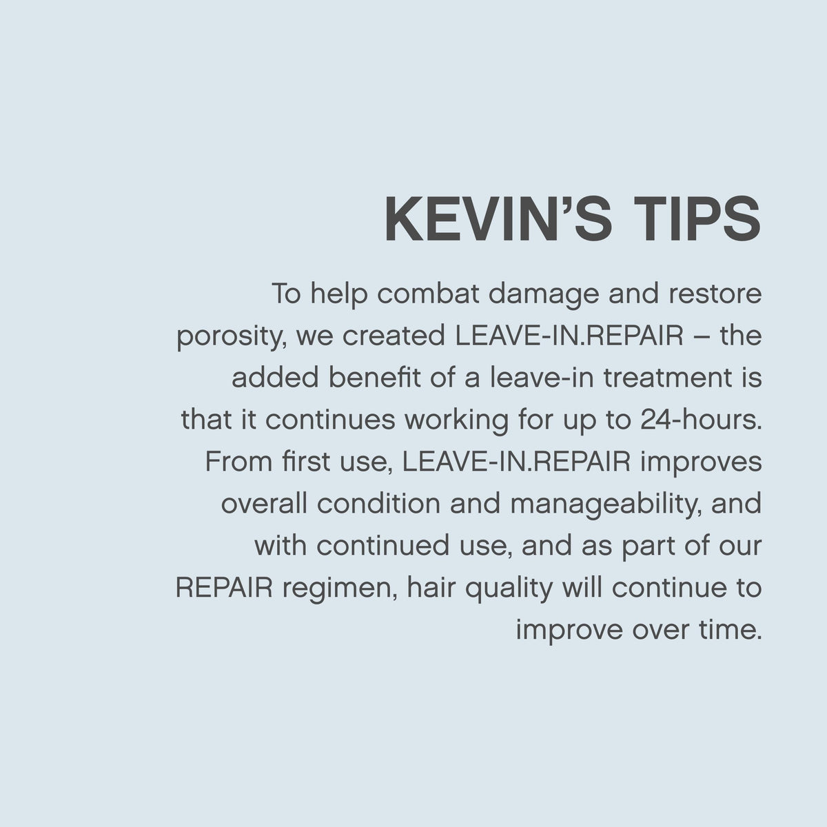 KEVIN.MURPHY applied to wet hair illustrating detangling and manageability