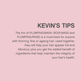 KEVIN.MURPHY 250 mL bottle next to a hand for size and travel-friendly benefit