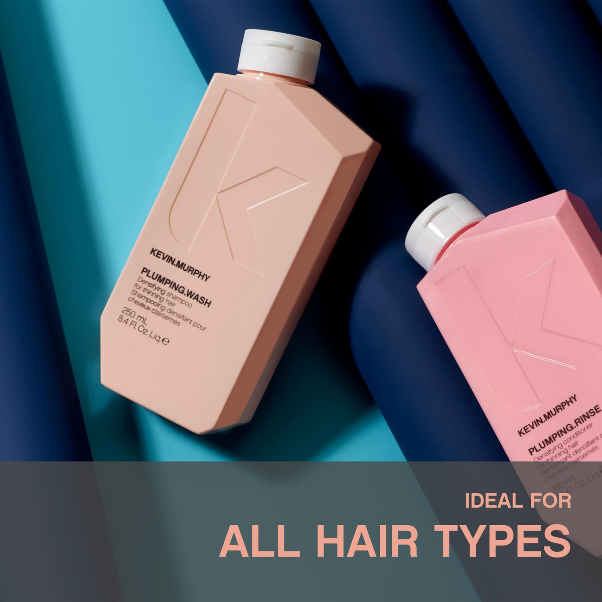 KEVIN.MURPHY 250 mL bottle next to a ruler showing accurate size