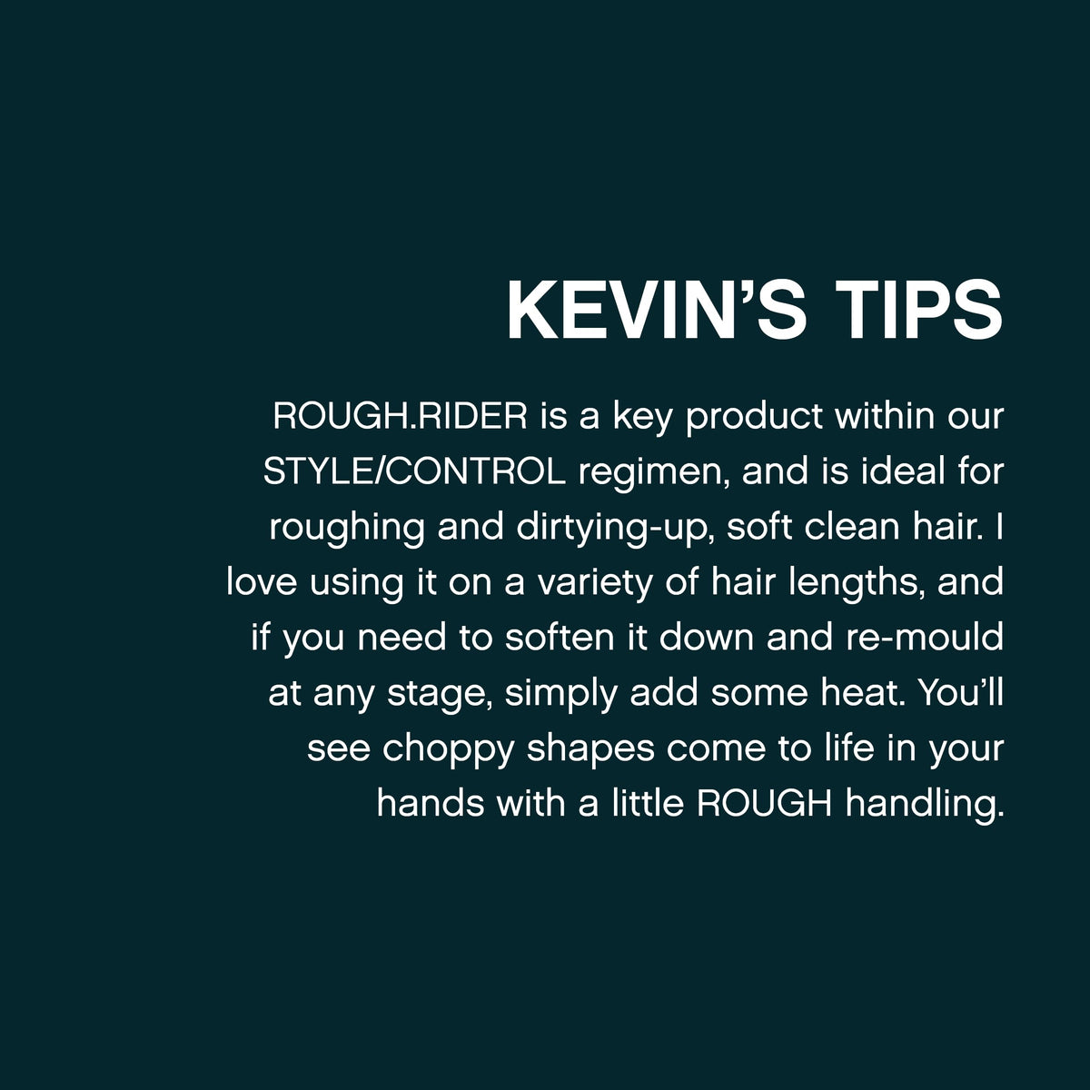 KEVIN.MURPHY Rough.RIDER ingredients label showing soya and bamboo extracts benefit
