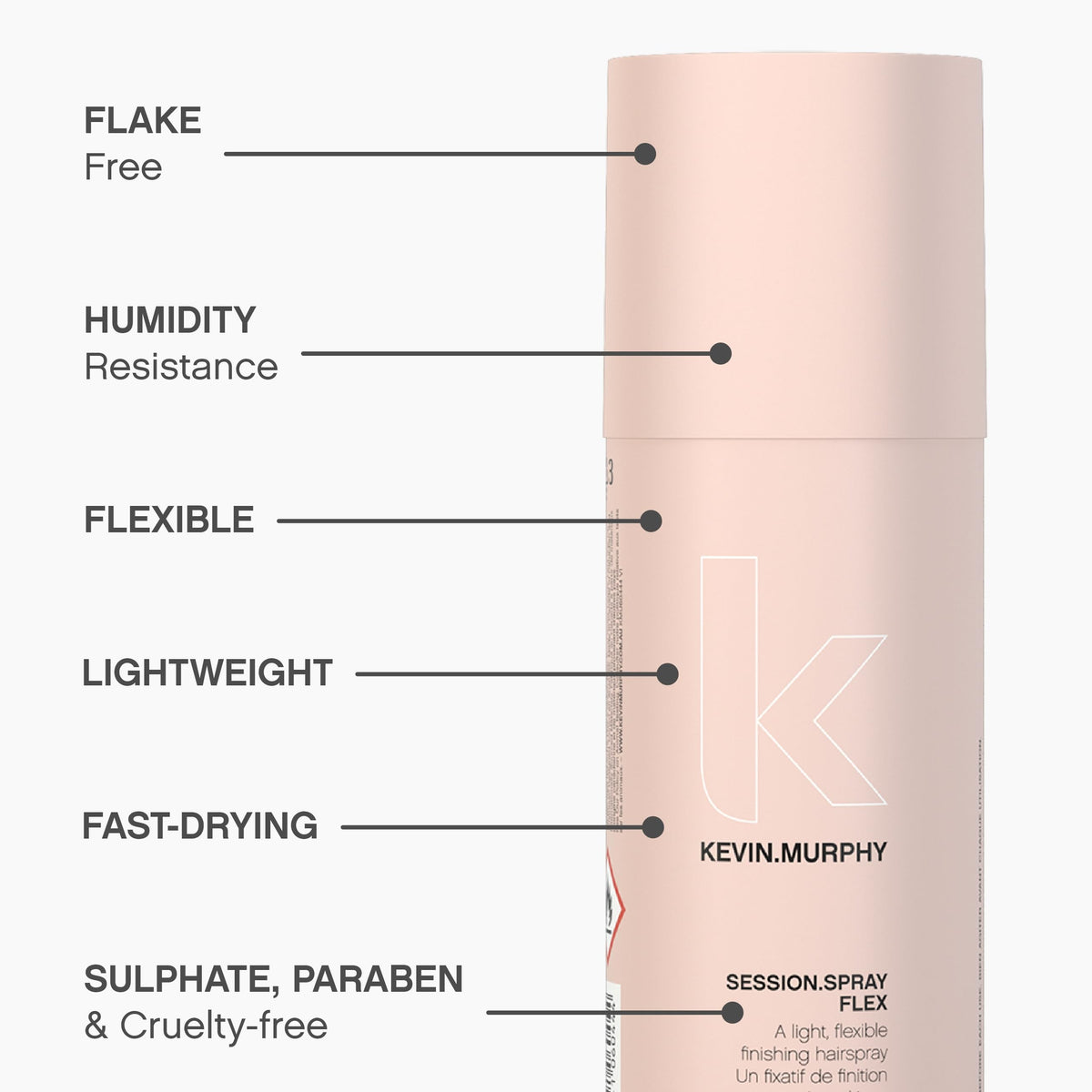 KEVIN.MURPHY being sprayed from hand demonstrating easy application and fast dry