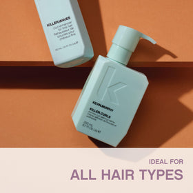 KEVIN.MURPHY applying mist to blonde hair showing instant shine and brass reduction