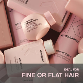 KEVIN.MURPHY jar compared with hand to show compact travel-friendly size