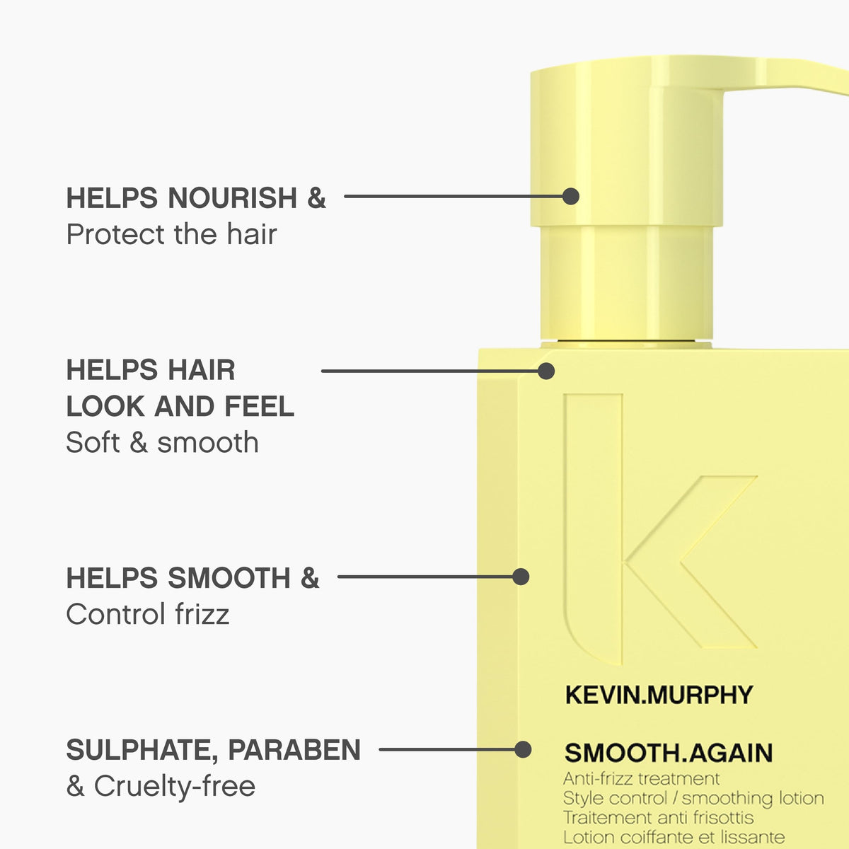 KEVIN.MURPHY applied to mid-lengths demonstrating smooth distribution for frizz control