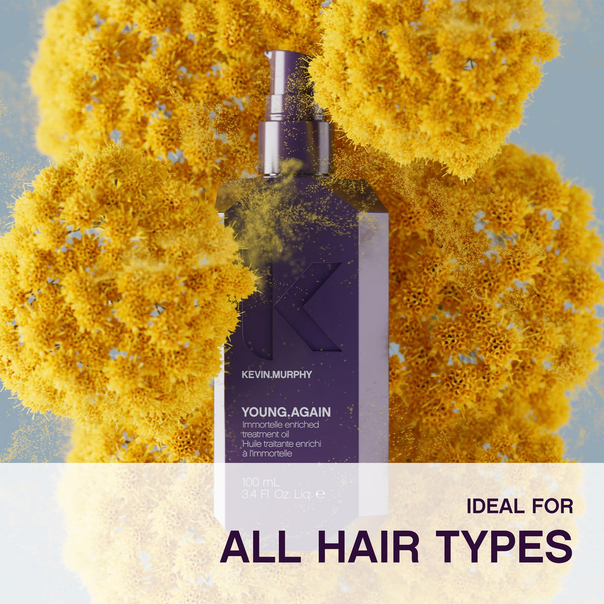 Comparison of hair ends before and after KEVIN.MURPHY oil showing improved softness and shine