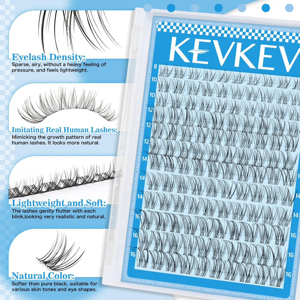 KevKev close-up of individual lash cluster texture and soft fibers