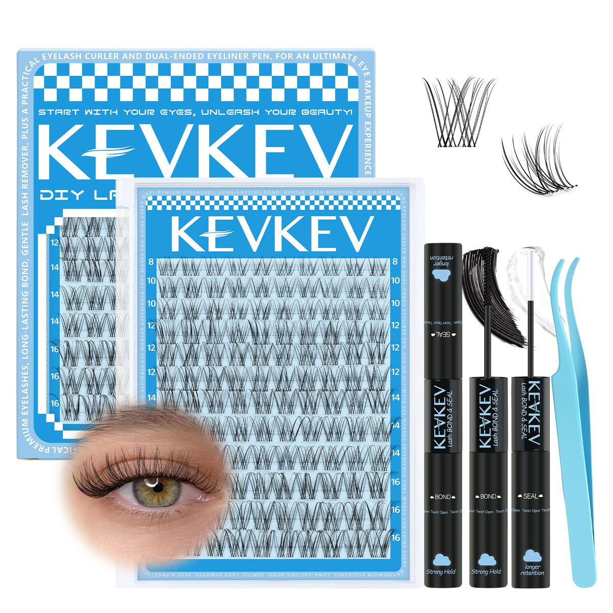 KevKev front packaging showing mixed 8–16mm clusters and kit benefits