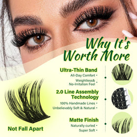 KEYYOU lash bond and seal bottles with caps highlighting longer wear benefit