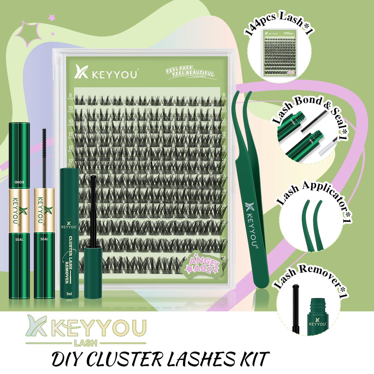 KEYYOU close-up of synthetic lash cluster texture for seamless natural blend