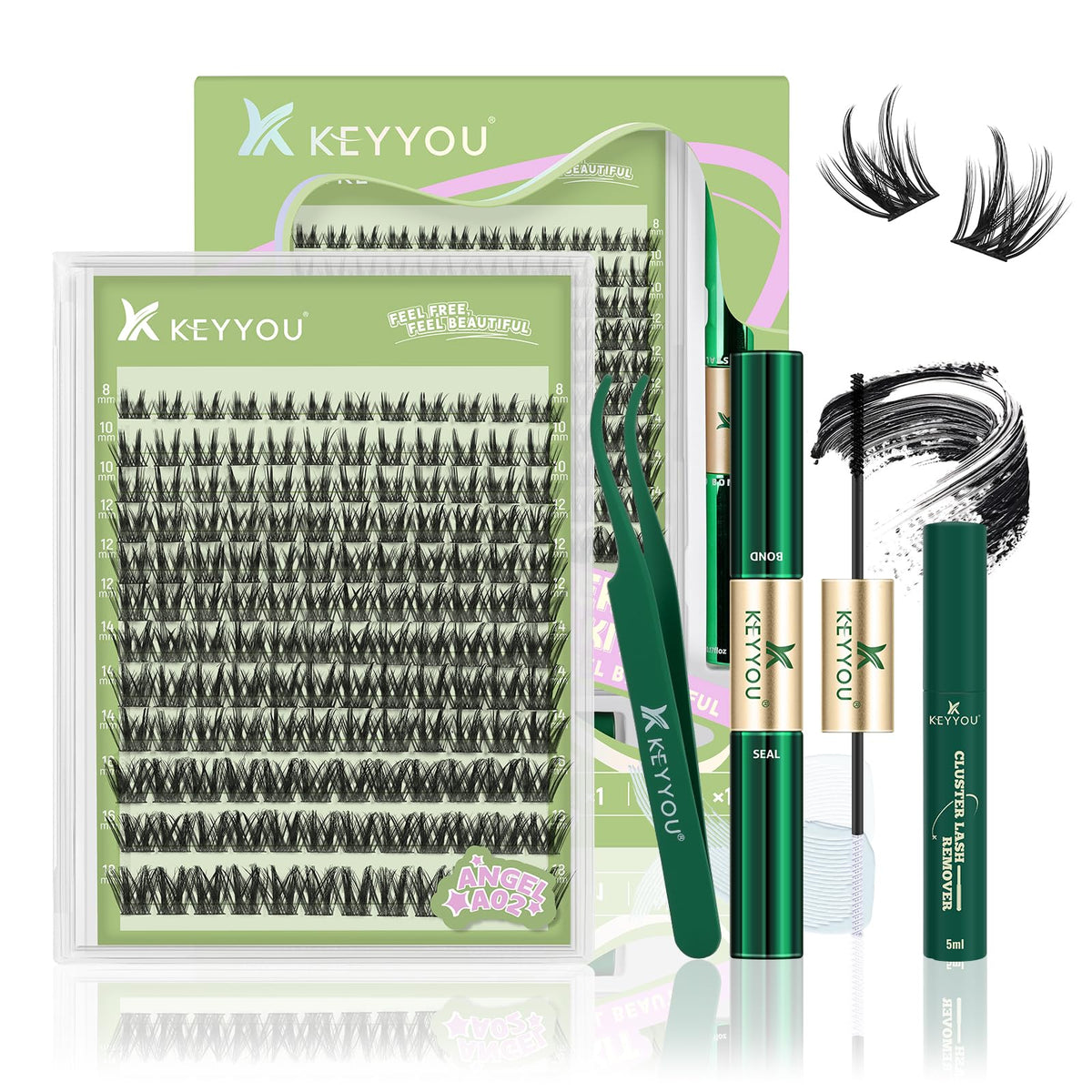 KEYYOU kit front packaging showing included clusters and tools for quick setup