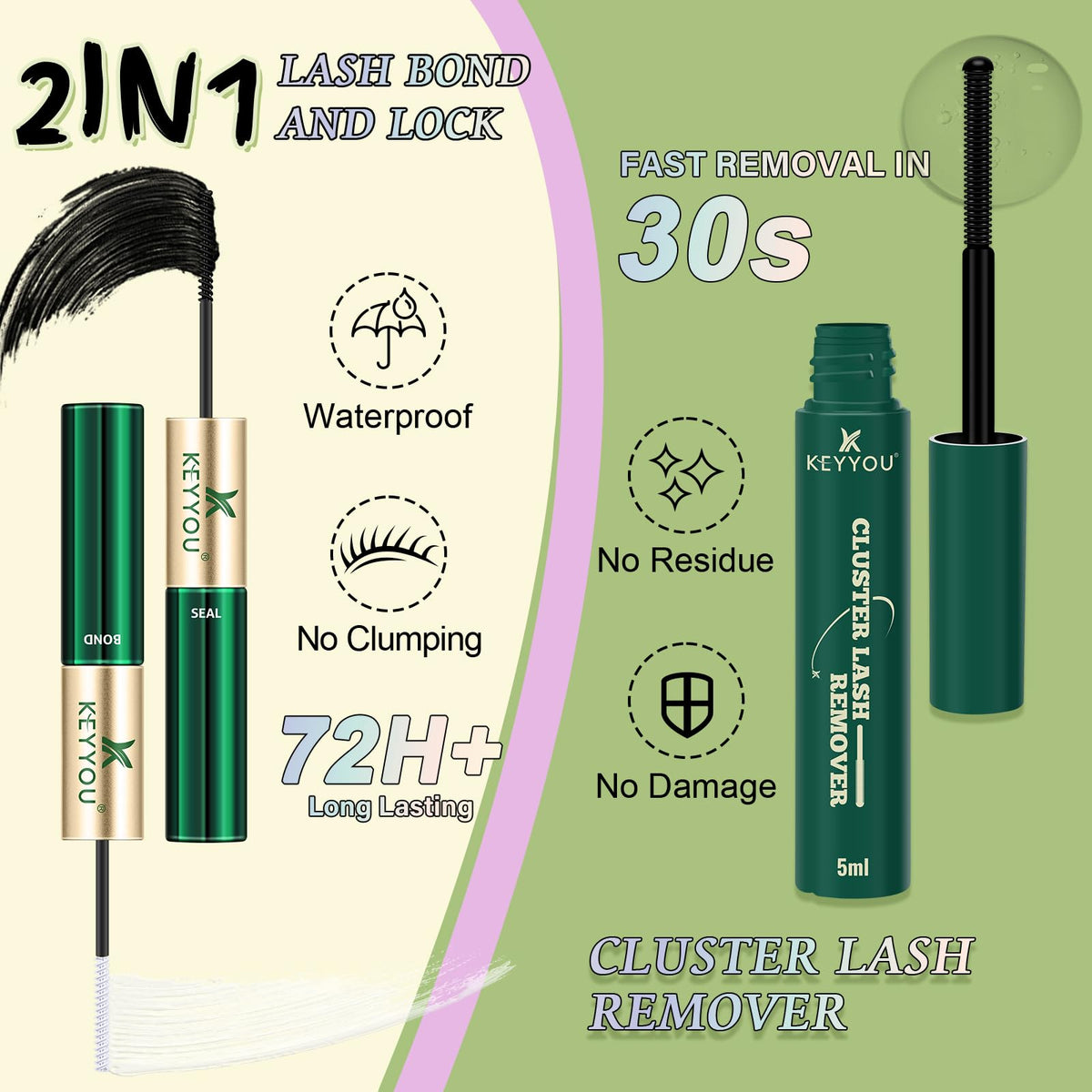 KEYYOU length comparison showing 8–18mm mix for graduated outer lift