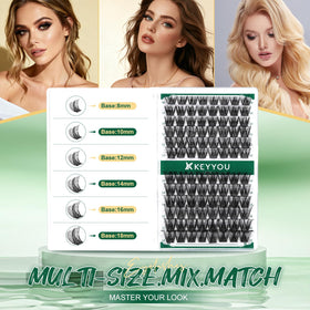KEYYOU lash cluster being picked up with tweezers for easy DIY use