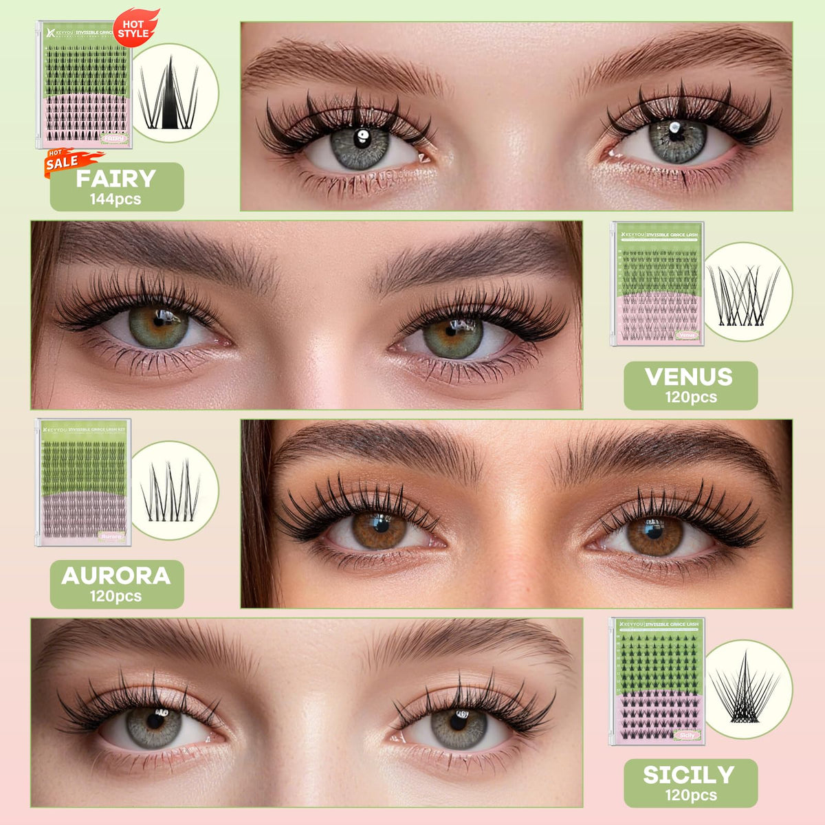 KEYYOU length comparison chart 10mm to 16mm for customizable volume