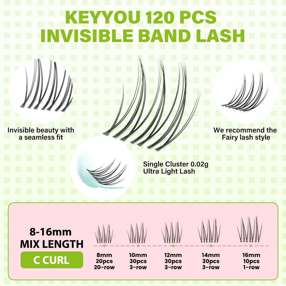KEYYOU fiber detail close-up highlighting soft texture and mascara effect