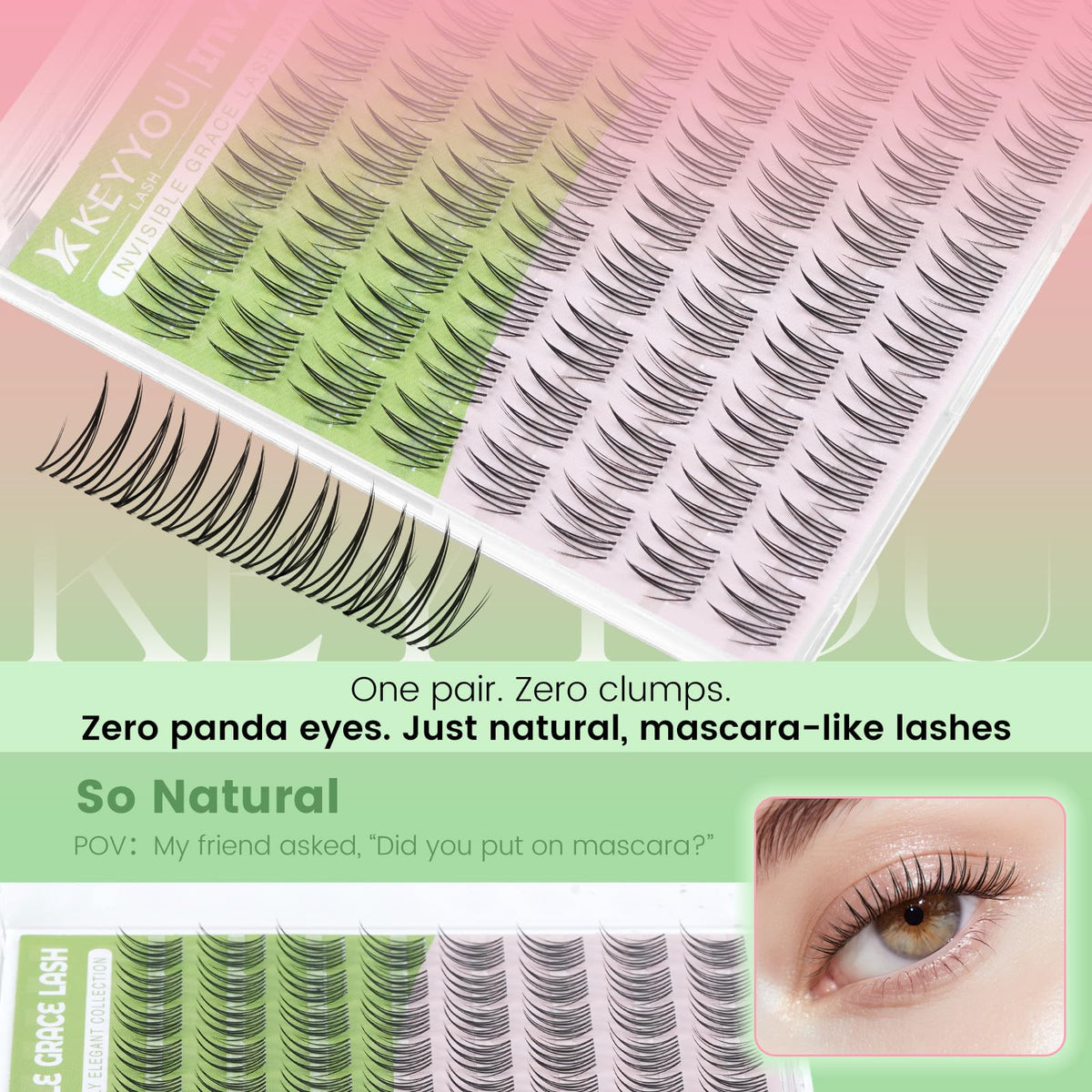 KEYYOU worn on eye lifestyle shot illustrating natural lift and definition