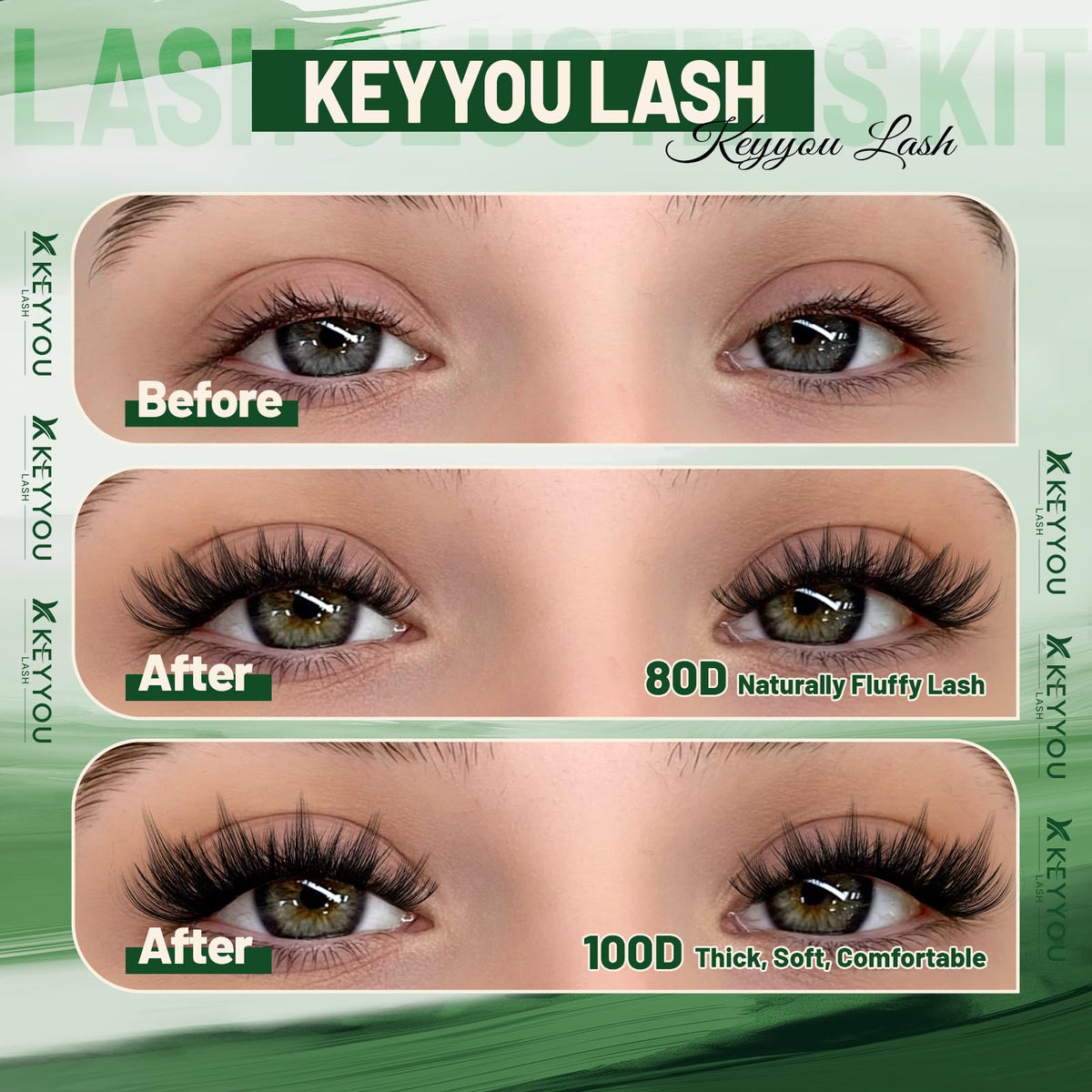 KEYYOU before and after eye shot, revealing enlarged doll-eye transformation