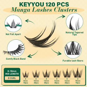KEYYOU close-up of lash cluster tips showing soft fibers for natural blending