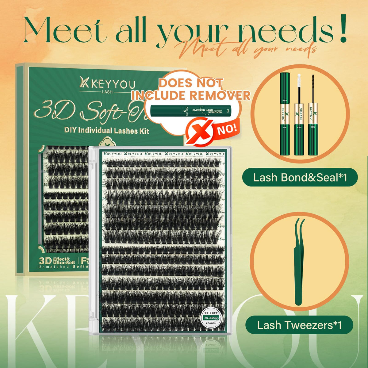 KEYYOU close-up of lash cluster fibers highlighting soft texture and volume