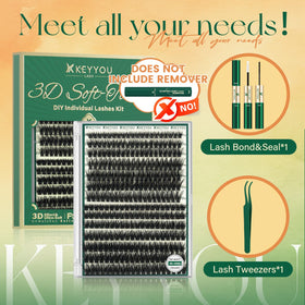 KEYYOU close-up of lash cluster fibers highlighting soft texture and volume