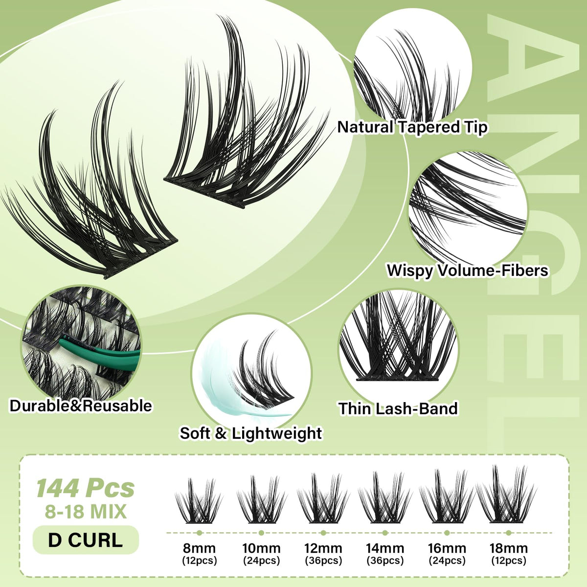KEYYOU close-up of lash cluster fibers showing soft texture and featherlike finish