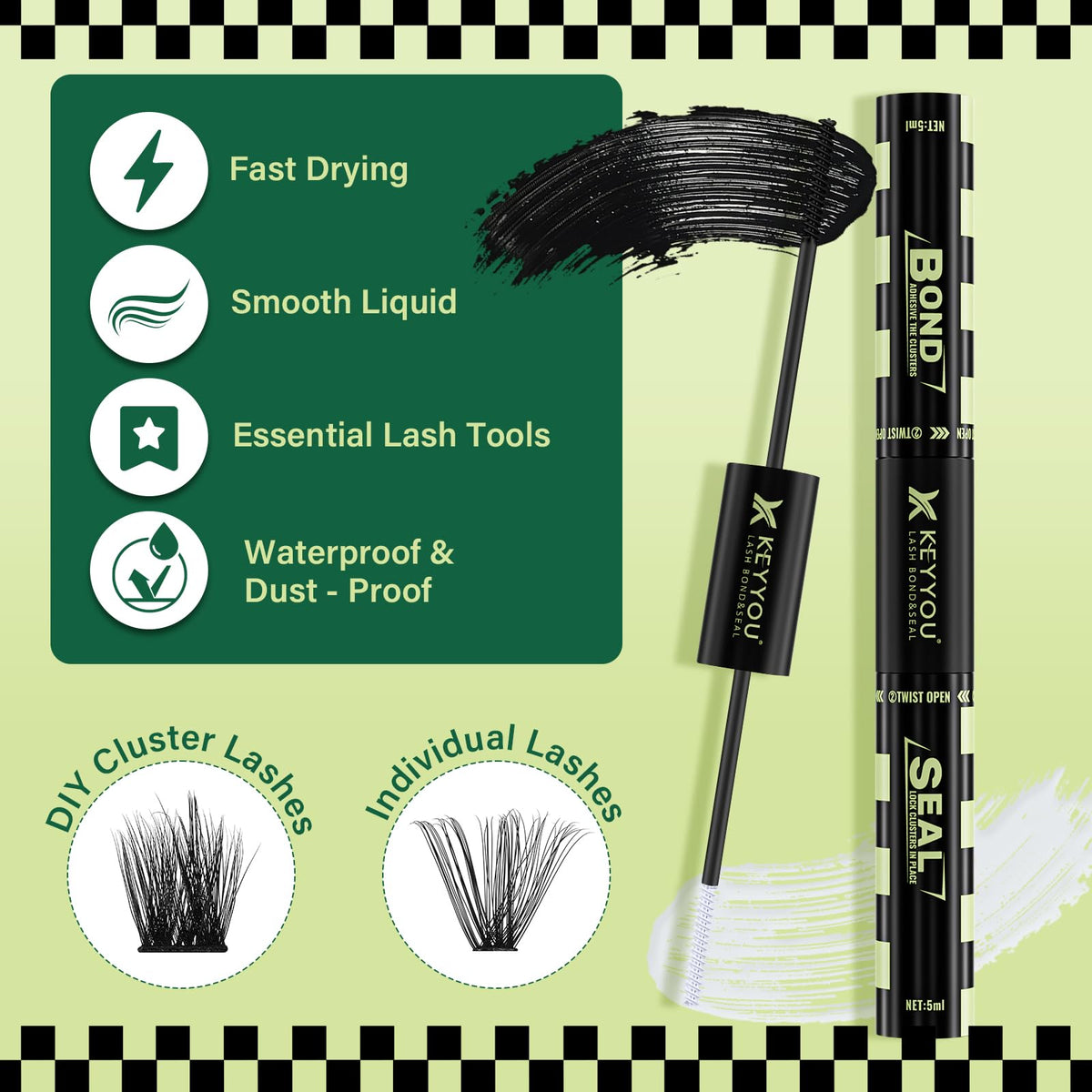 KEYYOU detailed view of double-ended rotating spiral brush for easy application