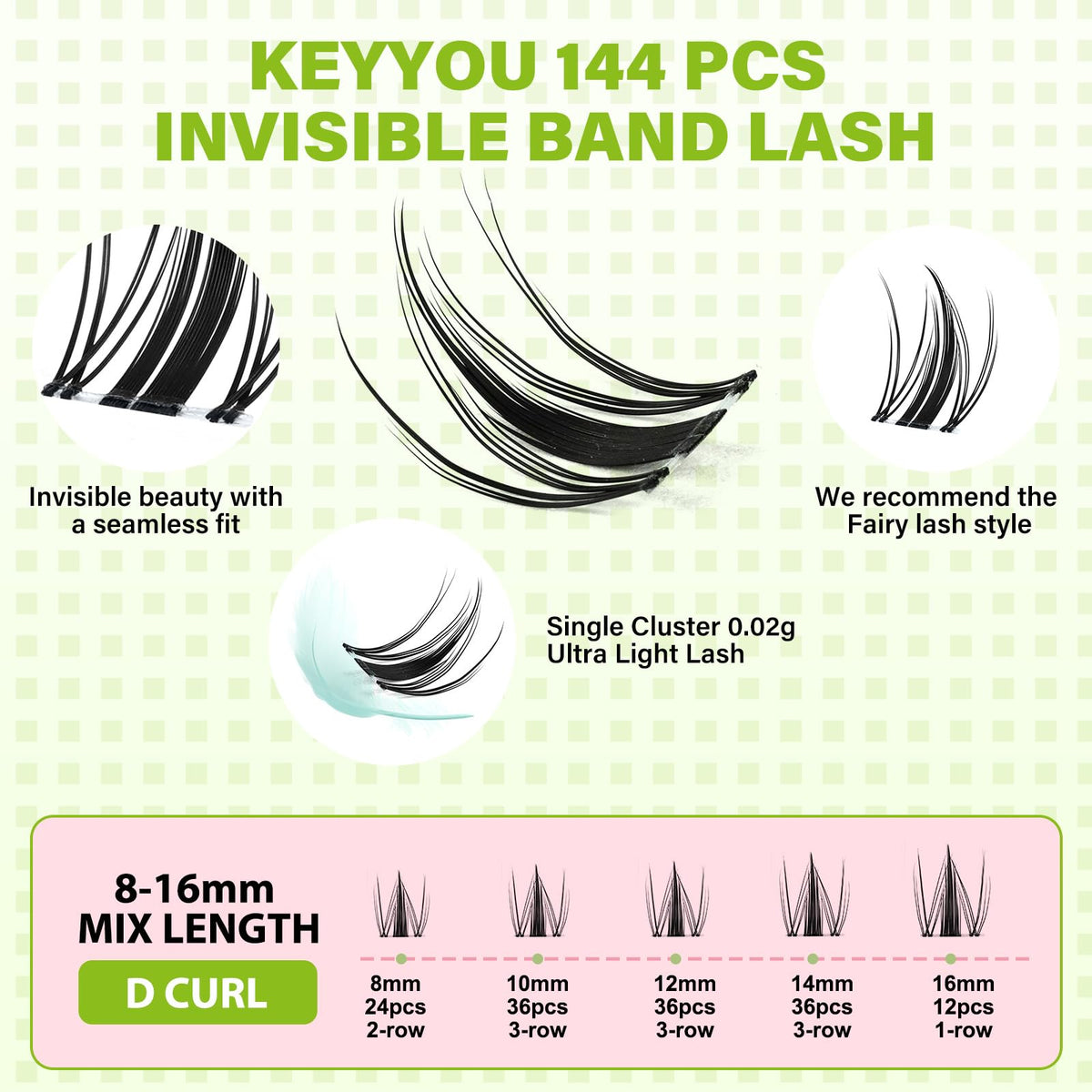 KEYYOU close-up of D curl fibers showing thin texture for natural blending