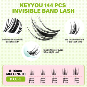 KEYYOU close-up of D curl fibers showing thin texture for natural blending